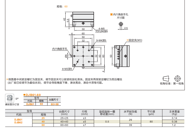 螺杆驱动型DJB61/DJB62手动位移滑台(图5)