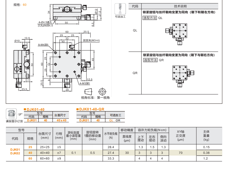 标准型DJK01/DJK02手动位移滑台(图5)