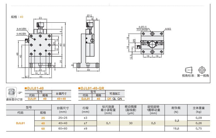进给丝杠驱动型DJL01/DJL06手动位移台(图4)