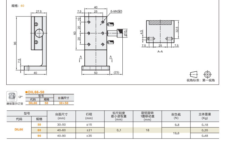 标准型DIL61/DIL66手动位移滑台(图6)