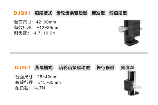 标准型DJQ01/DJS01手动位移滑台(图2)