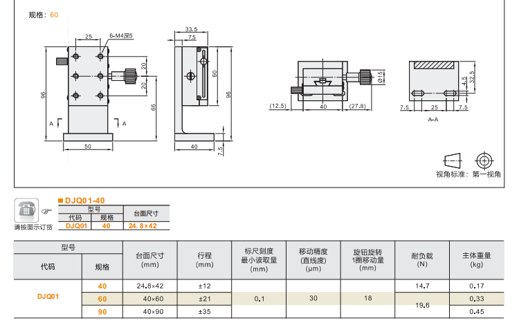 标准型DJQ01/DJS01手动位移滑台(图4)