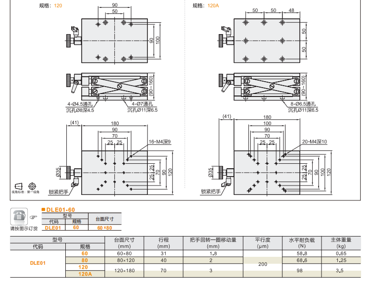 单双剪刀型DLE01/DLE11手动位移滑台(图4)